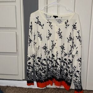 NWOT Talbots Cardigan Beautifully Made Size 1X. Trim is blood orange not red.